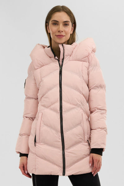 Canada Weather Gear Chevron Quilted Parka Jacket - Pink - Womens Parka Jackets - Canada Weather Gear