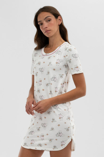 Canada Weather Gear Dog Print Tunic Pajama Top - White - Womens Pajamas - Canada Weather Gear