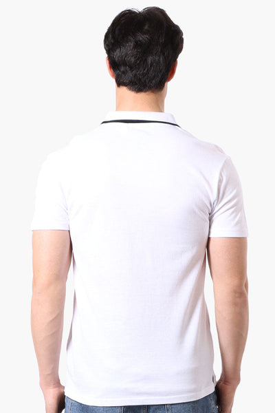 Canada Weather Gear Vintage Embroidered Johnny Collar Polo Shirt - White - Mens Polo Shirts - Canada Weather Gear
