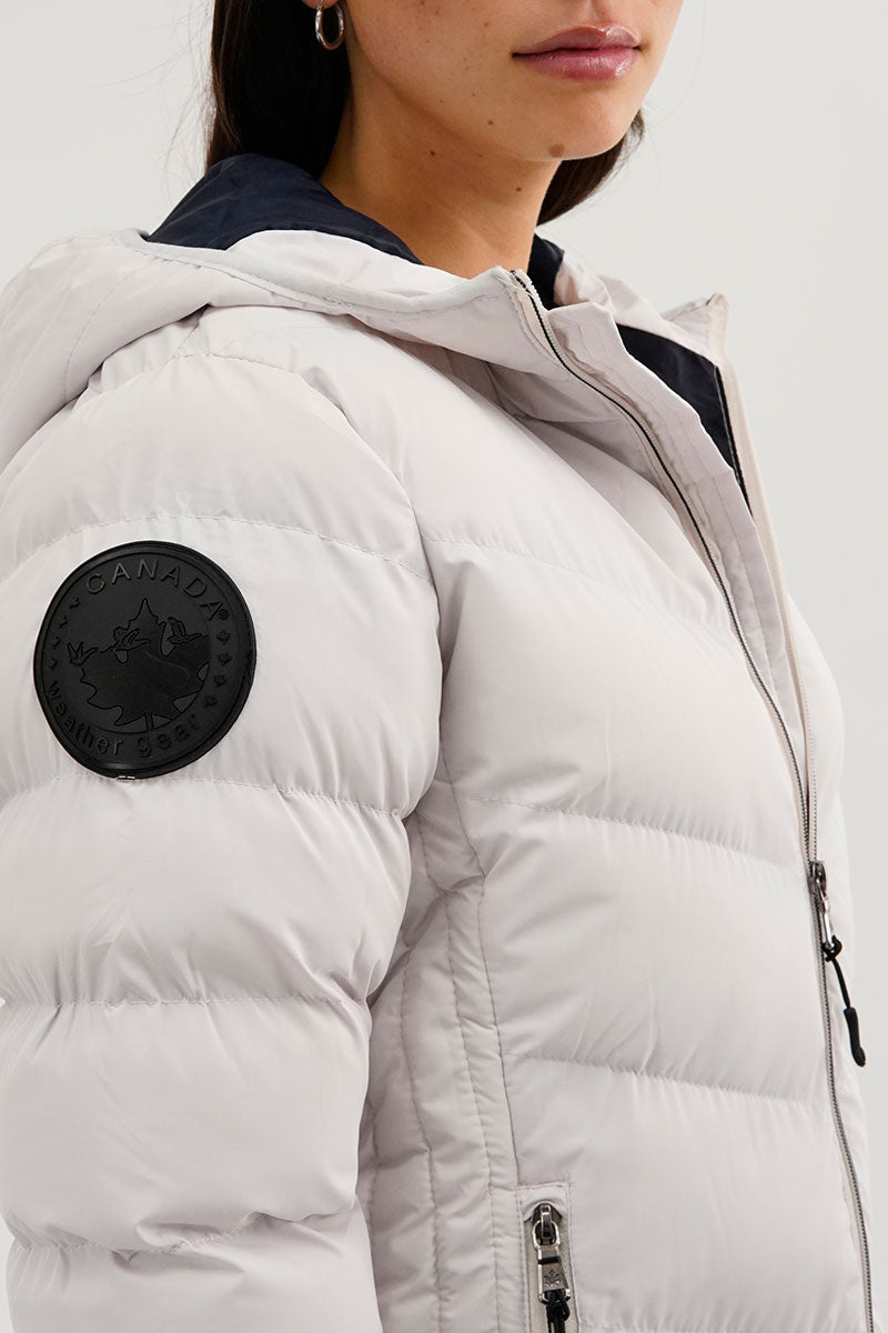 Canada Weather Gear Chevron Quilted Bomber Jacket - White - Womens Bomber Jackets - Canada Weather Gear