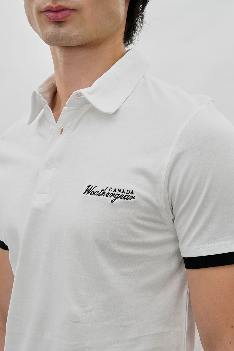 Canada Weather Gear Vintage Short Sleeve Polo Shirt - White - Mens Polo Shirts - Canada Weather Gear