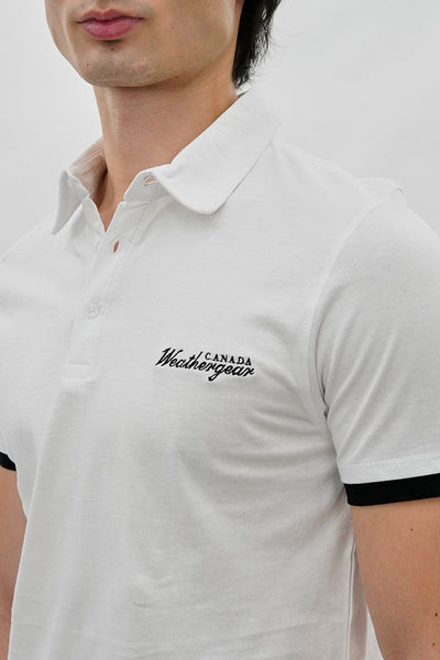 Canada Weather Gear Vintage Short Sleeve Polo Shirt - White - Mens Polo Shirts - Canada Weather Gear