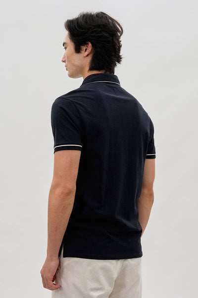 Canada Weather Gear Travel Collection Piping Detail Polo Shirt - Navy - Mens Polo Shirts - Canada Weather Gear