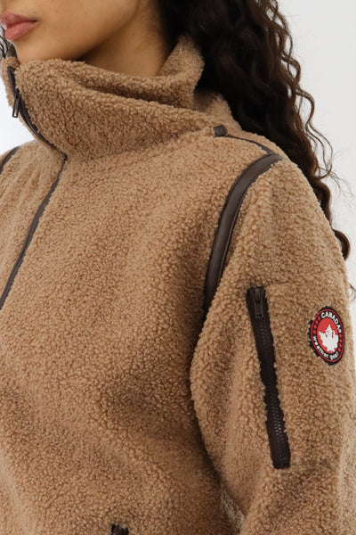 Canada Weather Gear Sherpa Contrast Lightweight Jacket - Camel - Womens Lightweight Jackets - Canada Weather Gear