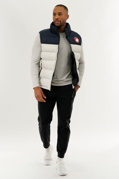 Canada Weather Gear Colour Block Puffer Vest - Stone - Mens Vests - Canada Weather Gear