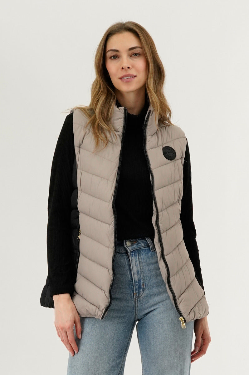 Canada Weather Gear Chevron Quilted Vest - Taupe