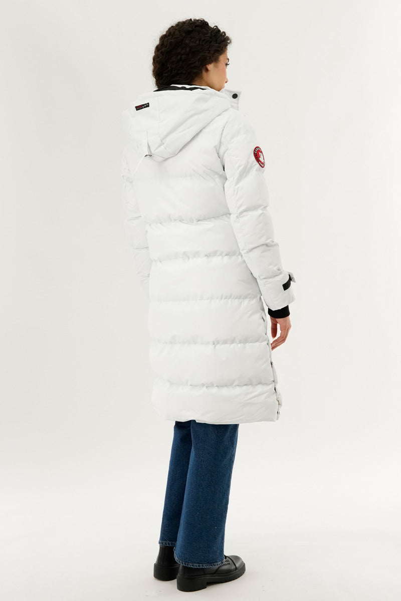 Canada Weather Gear Quilted Maxi Parka Jacket - White - Womens Parka Jackets - Canada Weather Gear