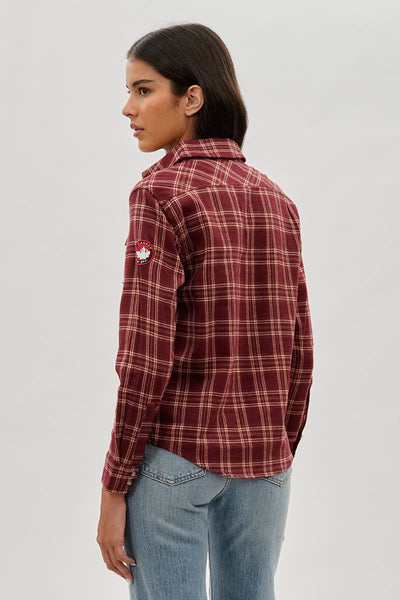 Canada Weather Gear Plaid Button Up Shirt - Burgundy - Womens Shirts & Blouses - Canada Weather Gear