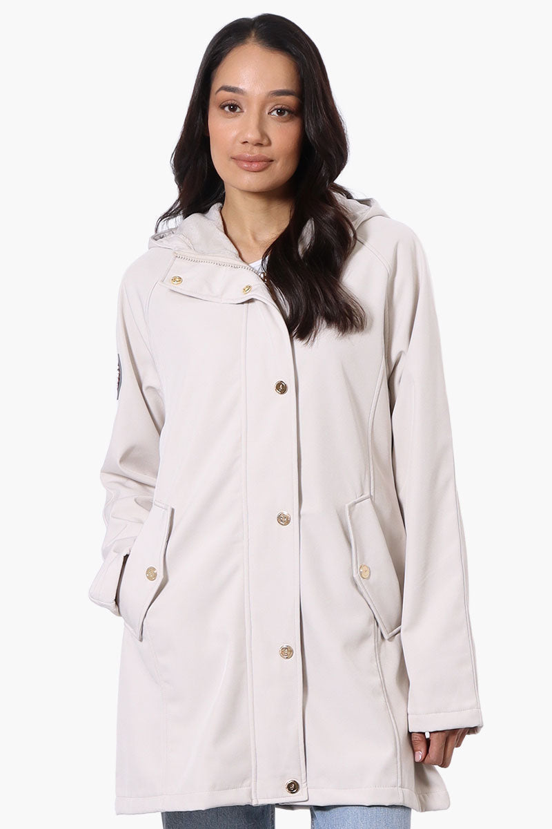 Canada Weather Gear Soft Shell Hooded Lightweight Jacket - Beige - Womens Lightweight Jackets - Canada Weather Gear