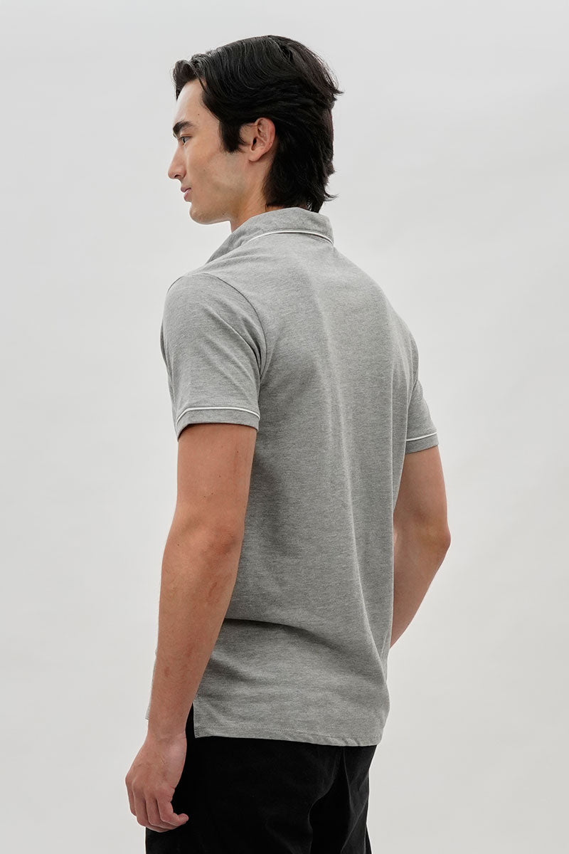 Canada Weather Gear Travel Collection Piping Detail Polo Shirt - Grey - Mens Polo Shirts - Canada Weather Gear