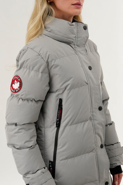 Canada Weather Gear Quilted Maxi Parka Jacket - Grey - Womens Parka Jackets - Canada Weather Gear