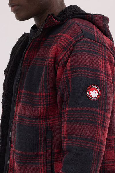 Canada Weather Gear Hooded Sherpa Lined Lightweight Jacket - Red