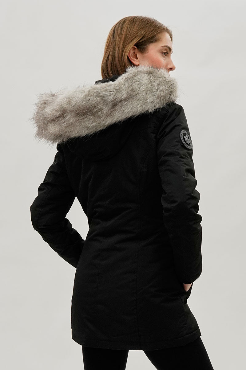 Canada Weather Gear Faux Fur Lined Parka Jacket - Black
