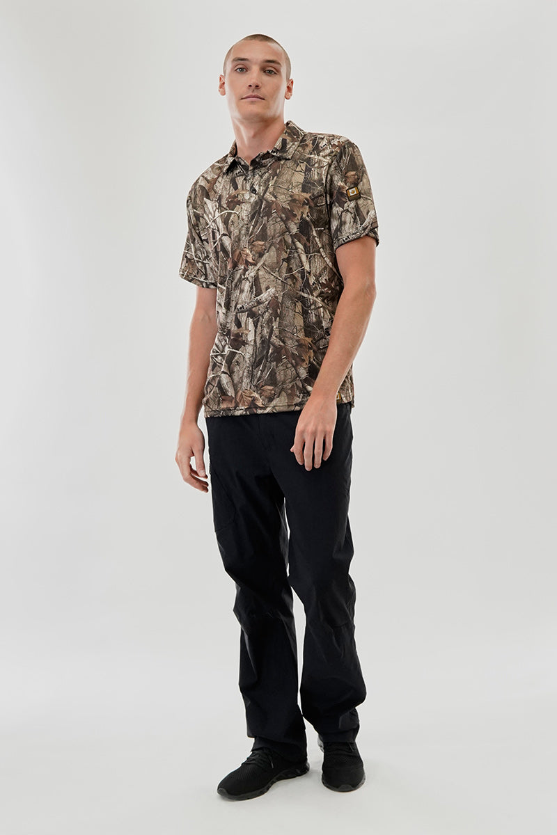 Canada Work Gear Camo Print Collared Polo Shirt - Beige - Mens Polo Shirts - Canada Weather Gear