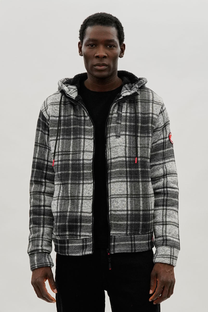 Canada Weather Gear Hooded Sherpa Lined Lightweight Jacket - Grey