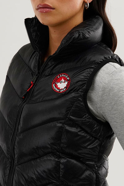 Canada Weather Gear Chevron Bubble Vest - Black - Womens Vests - Canada Weather Gear