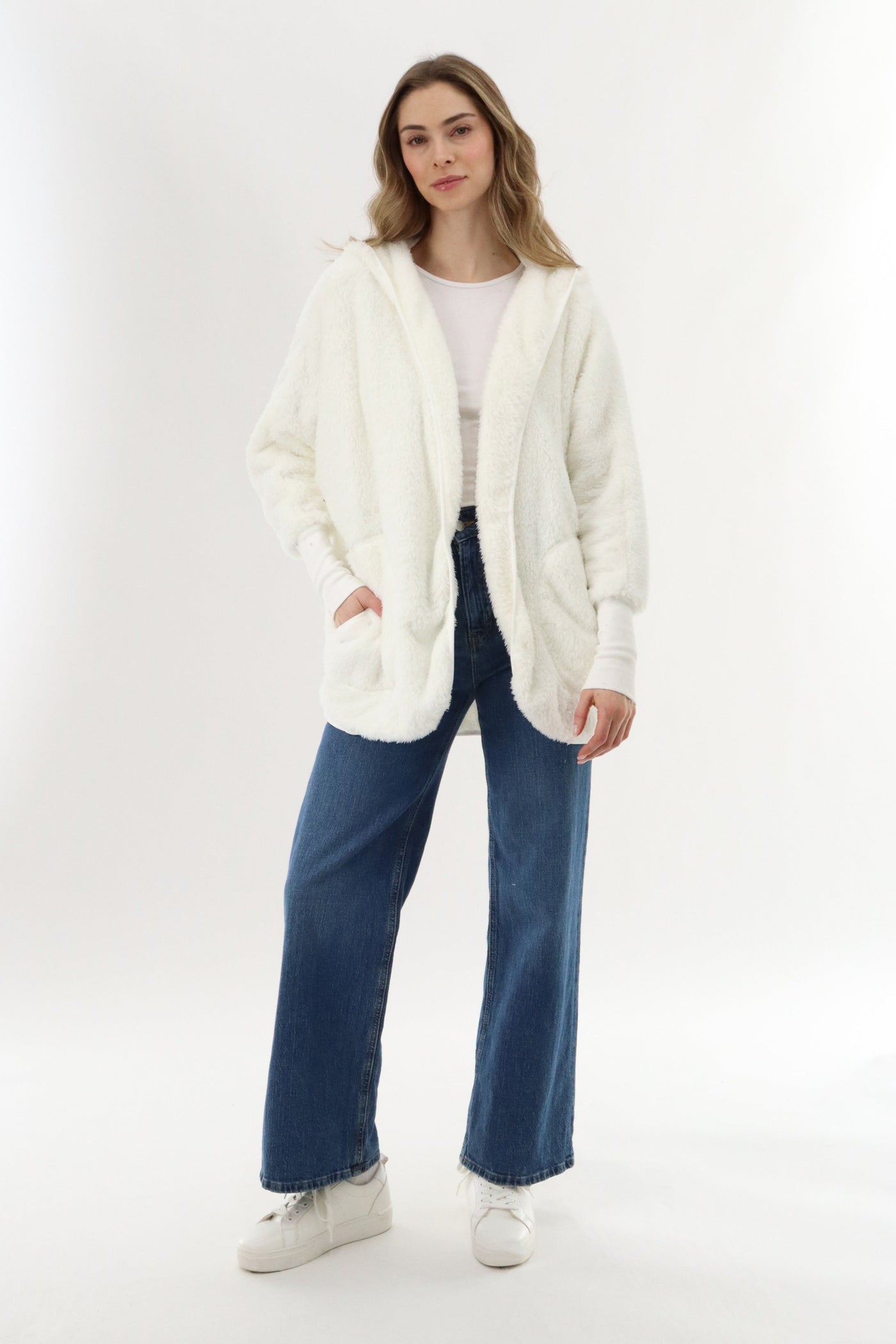 Canada Weather Gear Open Front Teddy Cardigan - Cream - Womens Cardigans - Canada Weather Gear