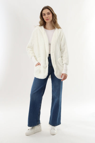 Canada Weather Gear Open Front Teddy Cardigan - Cream - Womens Cardigans - Canada Weather Gear