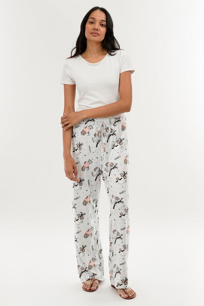 Canada Weather Gear Sloth Print Wide Leg Pajama Pants - Grey - Womens Pajamas - Canada Weather Gear