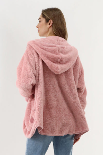 Canada Weather Gear Open Front Teddy Cardigan - Pink - Womens Cardigans - Canada Weather Gear