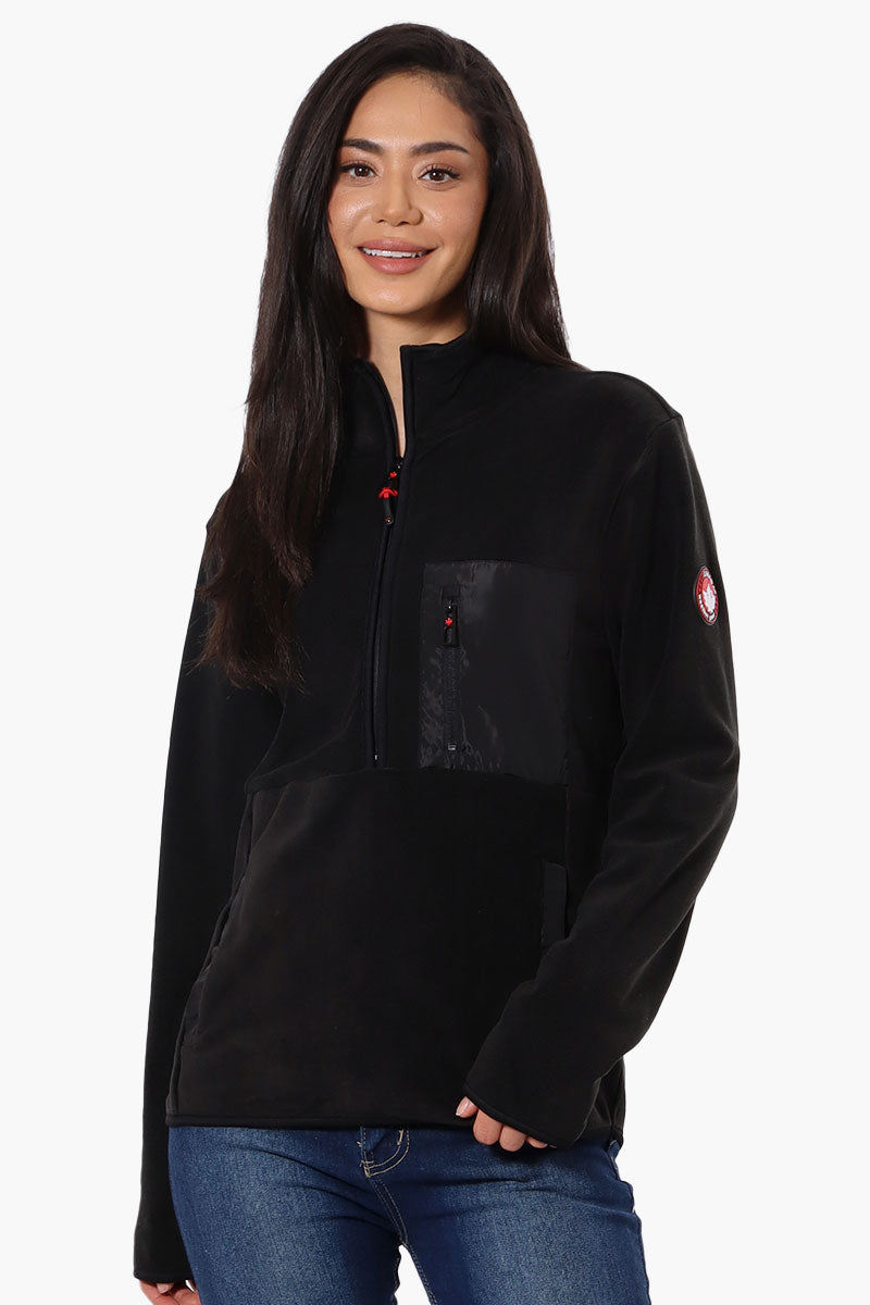 Canada Weather Gear 1/4 Zip Polar Fleece Pullover Sweater - Black - Womens Pullover Sweaters - Canada Weather Gear