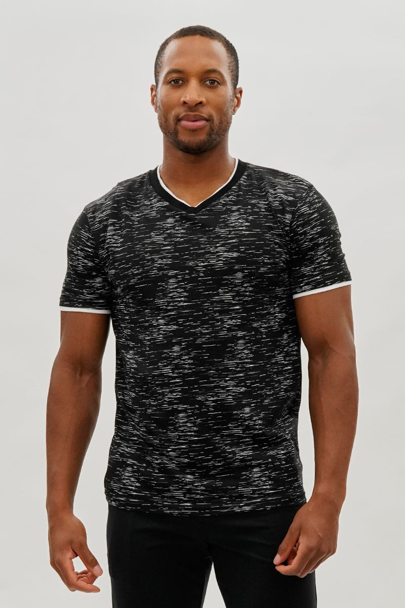 Canada Weather Gear Vintage Patterned V-Neck Tee - Black - Mens Tees & Tank Tops - Canada Weather Gear