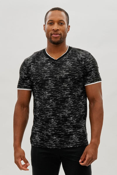 Canada Weather Gear Vintage Patterned V-Neck Tee - Black - Mens Tees & Tank Tops - Canada Weather Gear