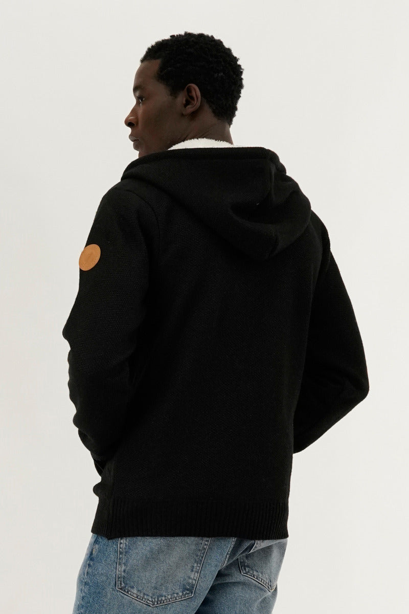 Canada Weather Gear Cable Knit Zip Up Hoodie - Black - Mens Hoodies & Sweatshirts - Canada Weather Gear