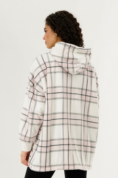 Canada Weather Gear Plaid Oversided Hooded Pajama Top - Blush - Womens Pajamas - Canada Weather Gear