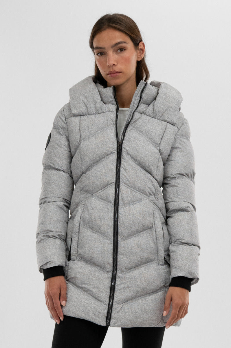 Canada Weather Gear Chevron Quilted Parka Jacket - Grey