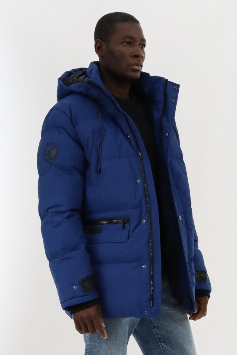 Canada Weather Gear Hip Length Parka Jacket - Blue - Mens Parka Jackets - Canada Weather Gear
