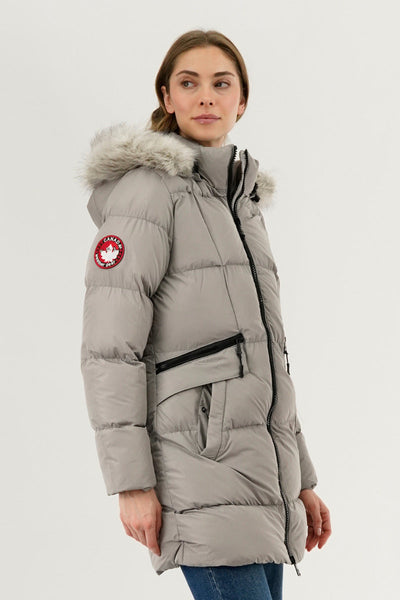 Canada Weather Gear Faux Fur Trim Puffer Parka Jacket - Stone
