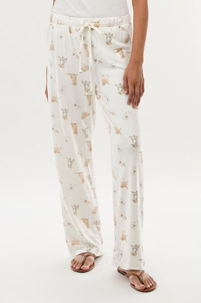 Canada Weather Gear Dog Print Wide Leg Pajama Pants - Beige - Womens Pajamas - Canada Weather Gear