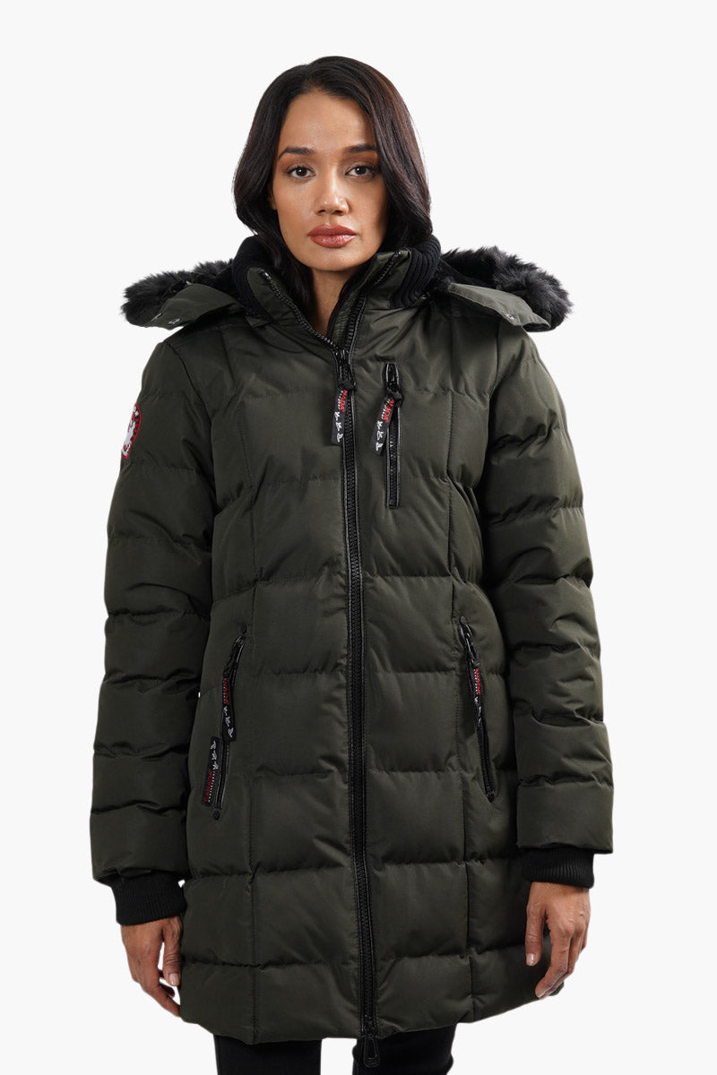 Canada Weather Gear Vegan Fur Hood Parka Jacket - Olive - Womens Parka Jackets - Canada Weather Gear