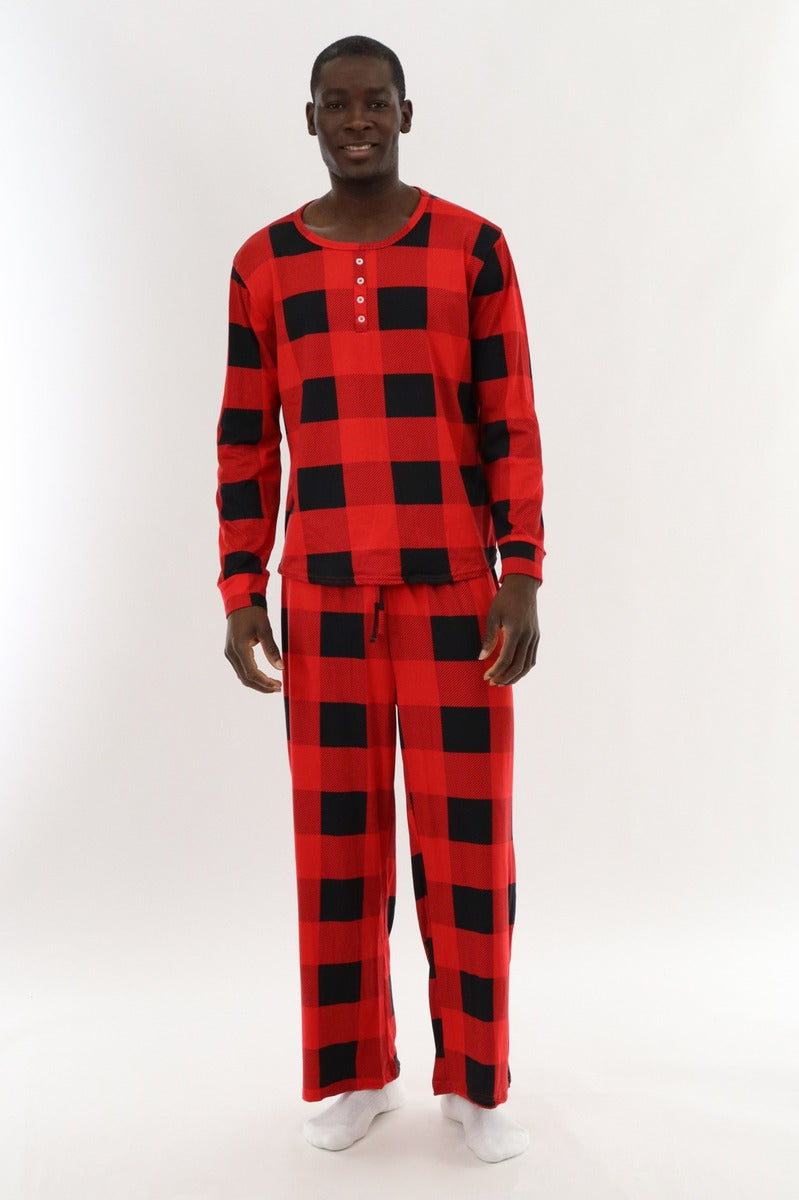 Canada Weather Gear Long Sleeve Printed Pajama Top - Red - Mens Pajamas - Canada Weather Gear