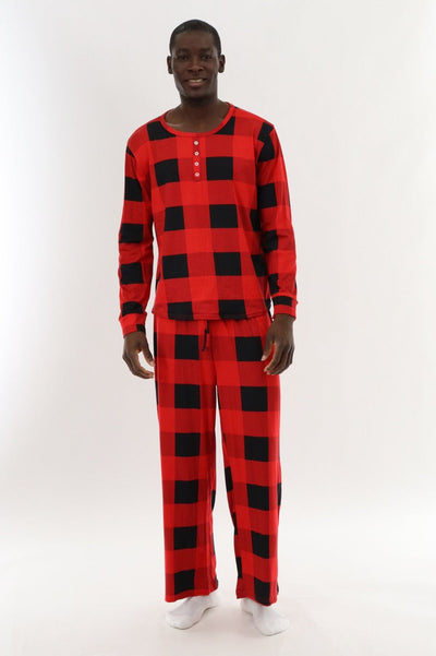 Canada Weather Gear Long Sleeve Printed Pajama Top - Red - Mens Pajamas - Canada Weather Gear