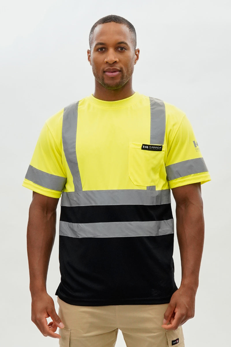 Canada Work Gear Hi-Vis Short Sleeve Tee - Yellow - Mens Tees & Tank Tops - Canada Weather Gear