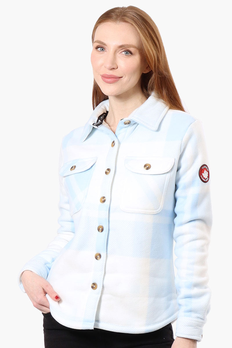 Canada Weather Gear Button Up Fleece Lined Lightweight Jacket - Blue - Womens Lightweight Jackets - Canada Weather Gear