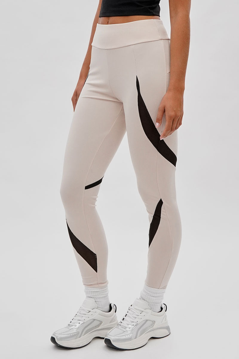 Super Triple Goose High Waisted Leggings - Beige - Womens Leggings - Canada Weather Gear