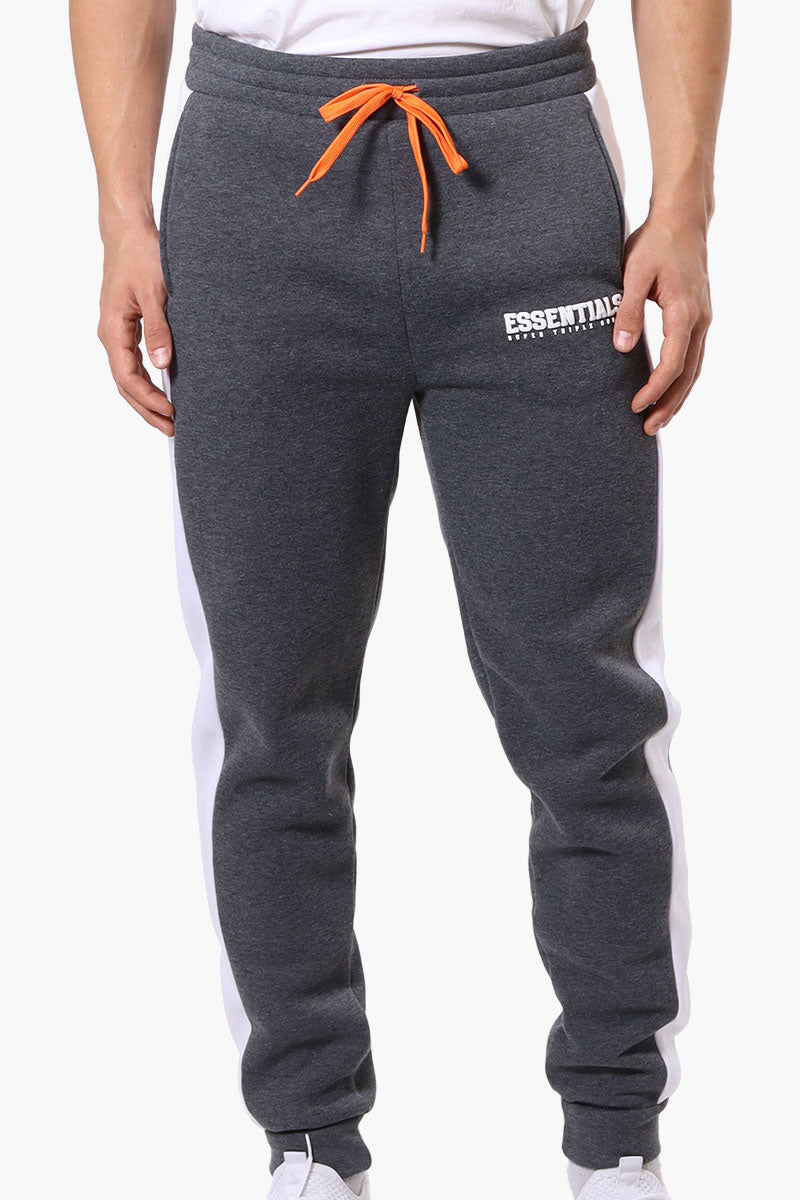 Essentials Super Triple Goose Side Stripe Tie Waist Joggers - Grey - Mens Joggers & Sweatpants - Canada Weather Gear