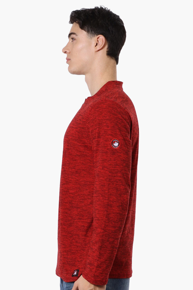 Canada Weather Gear Basic Henley Long Sleeve Top - Red - Mens Long Sleeve Tops - Canada Weather Gear