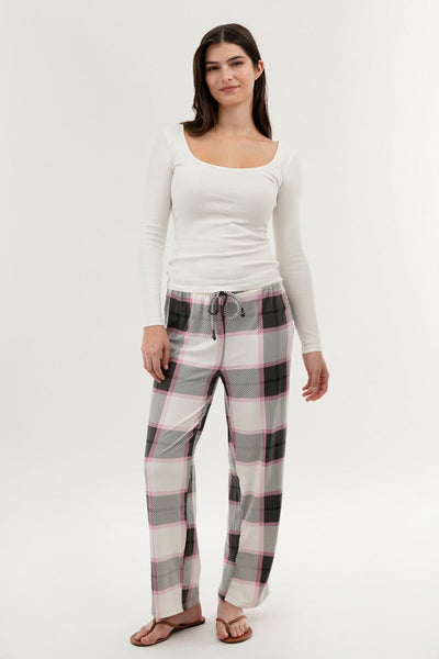 Canada Weather Gear Plaid Wide Leg Pajama Pants - White - Womens Pajamas - Canada Weather Gear