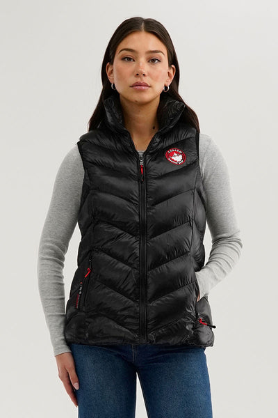 Canada Weather Gear Chevron Bubble Vest - Black - Womens Vests - Canada Weather Gear