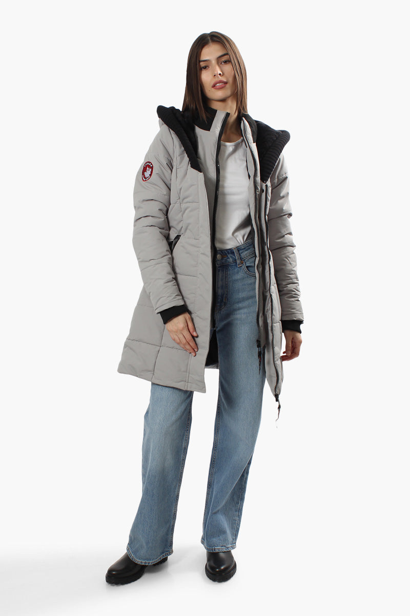 Canada Weather Gear Solid Ribbed Hood Parka Jacket - Grey - Womens Parka Jackets - Canada Weather Gear