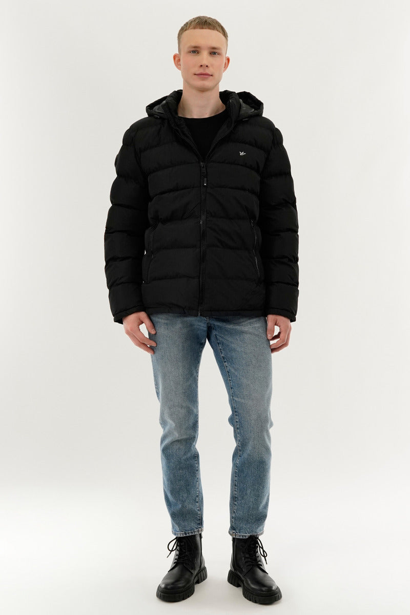 Super Triple Goose Colour Block Puffer Bomber Jacket - Black - Mens Bomber Jackets - Canada Weather Gear