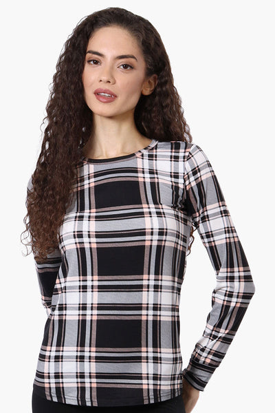 Canada Weather Gear Plaid Crewneck Pajama Top - Black - Womens Pajamas - Canada Weather Gear