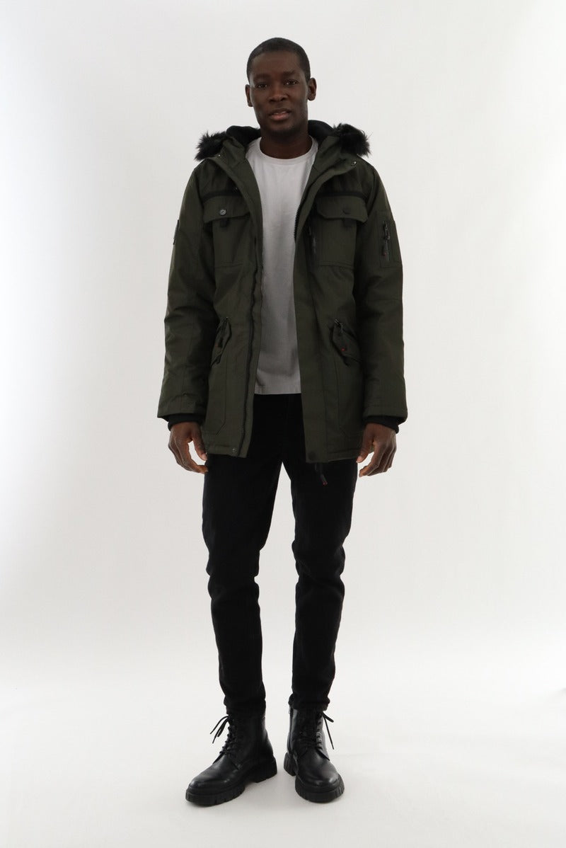 Canada Weather Gear Multi Pocket Parka Jacket - Green - Mens Parka Jackets - Canada Weather Gear