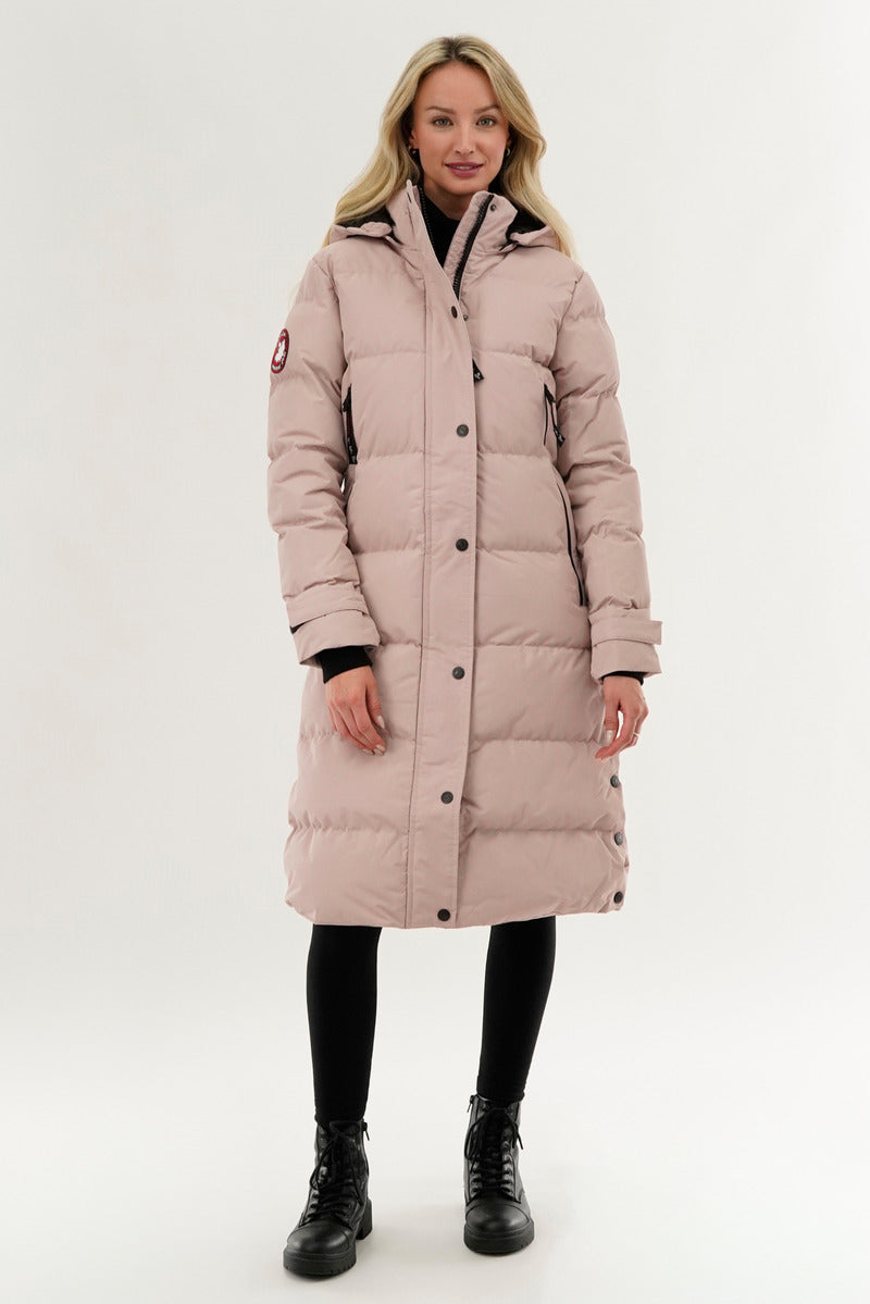 Canada Weather Gear Quilted Maxi Parka Jacket - Pink - Womens Parka Jackets - Canada Weather Gear