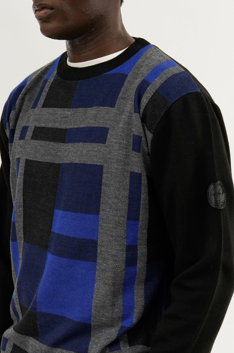 Canada Weather Gear Patterned Crewneck Pullover Sweater - Blue - Mens Pullover Sweaters - Canada Weather Gear