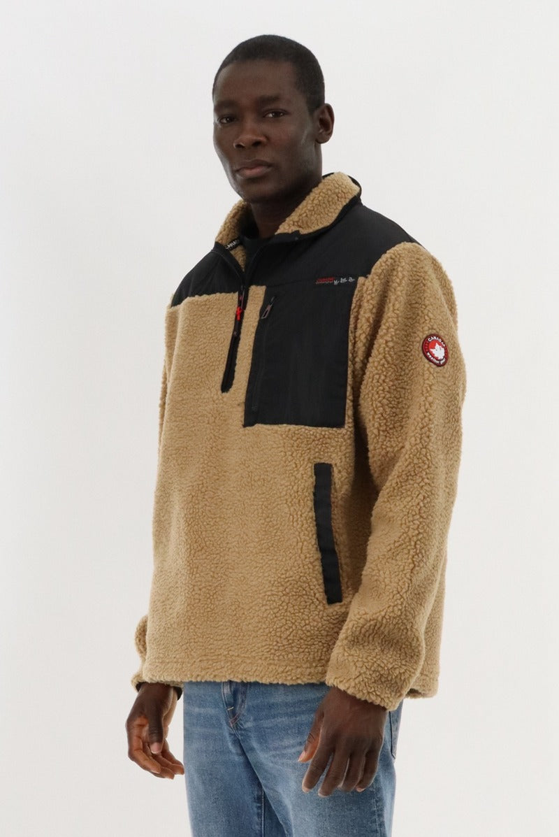 Canada Weather Gear Sherpa Fleece Pullover Sweater - Beige - Mens Pullover Sweaters - Canada Weather Gear